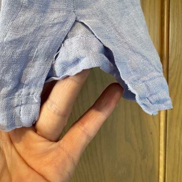 Vintage 90's Clio Linen Boxy Cropped Button Down Top / Medium / Lavendar - Picture 8 of 11